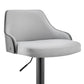 HomeRoots Gray Faux Leather Black Base Adjustable Modern Bar Stool