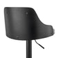 HomeRoots Gray Faux Leather Black Base Adjustable Modern Bar Stool