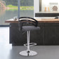 HomeRoots Gray Faux Leather Black Wood and Chrome Adjustable Swivel Bar Stool