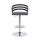 HomeRoots Gray Faux Leather Black Wood and Chrome Adjustable Swivel Bar Stool