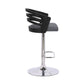 HomeRoots Gray Faux Leather Black Wood and Chrome Adjustable Swivel Bar Stool