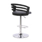 HomeRoots Gray Faux Leather Black Wood and Chrome Adjustable Swivel Bar Stool