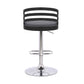 HomeRoots Gray Faux Leather Black Wood and Chrome Adjustable Swivel Bar Stool