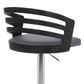 HomeRoots Gray Faux Leather Black Wood and Chrome Adjustable Swivel Bar Stool