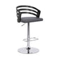 HomeRoots Gray Faux Leather Black Wood and Chrome Adjustable Swivel Bar Stool