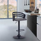 HomeRoots Gray Faux Leather Black Wood and Steel Adjustable Swivel Bar Stool