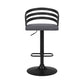 HomeRoots Gray Faux Leather Black Wood and Steel Adjustable Swivel Bar Stool