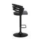 HomeRoots Gray Faux Leather Black Wood and Steel Adjustable Swivel Bar Stool