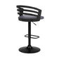 HomeRoots Gray Faux Leather Black Wood and Steel Adjustable Swivel Bar Stool