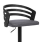 HomeRoots Gray Faux Leather Black Wood and Steel Adjustable Swivel Bar Stool