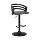 HomeRoots Gray Faux Leather Black Wood and Steel Adjustable Swivel Bar Stool