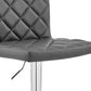 HomeRoots Gray Faux Leather Chrome Base Swivel Adjustable Bar Stool