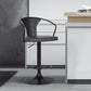 HomeRoots Gray Faux Leather & Metal Base Adjustable Bar Stool