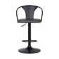 HomeRoots Gray Faux Leather & Metal Base Adjustable Bar Stool