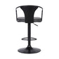 HomeRoots Gray Faux Leather & Metal Base Adjustable Bar Stool
