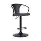 HomeRoots Gray Faux Leather & Metal Base Adjustable Bar Stool