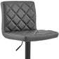 HomeRoots Gray Faux Leather Swivel Adjustable Bar Stool