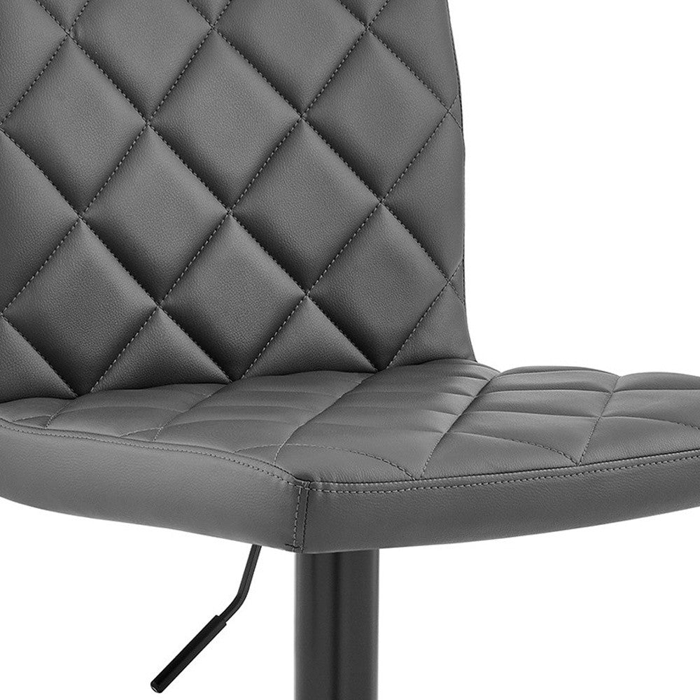 HomeRoots Gray Faux Leather Swivel Adjustable Bar Stool