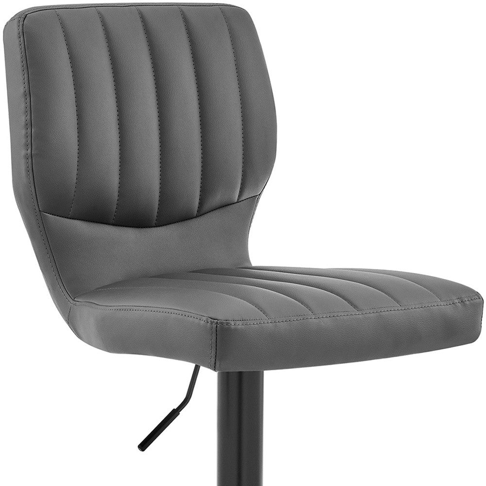 HomeRoots Gray Faux Leather Textured Adjustable Bar Stool