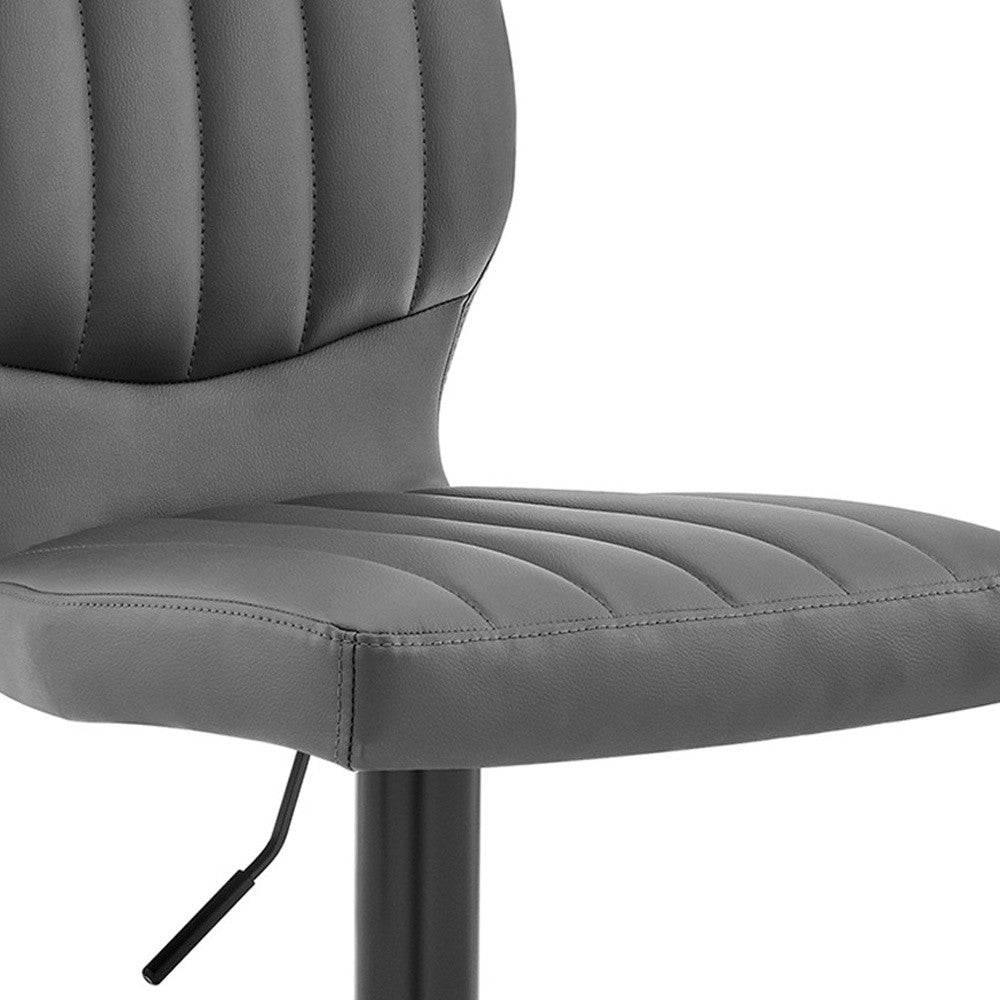 HomeRoots Gray Faux Leather Textured Adjustable Bar Stool
