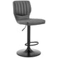 HomeRoots Gray Faux Leather Textured Adjustable Bar Stool