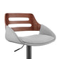 HomeRoots Gray Faux Leather and Walnut Wood Adjustable Bar Stool