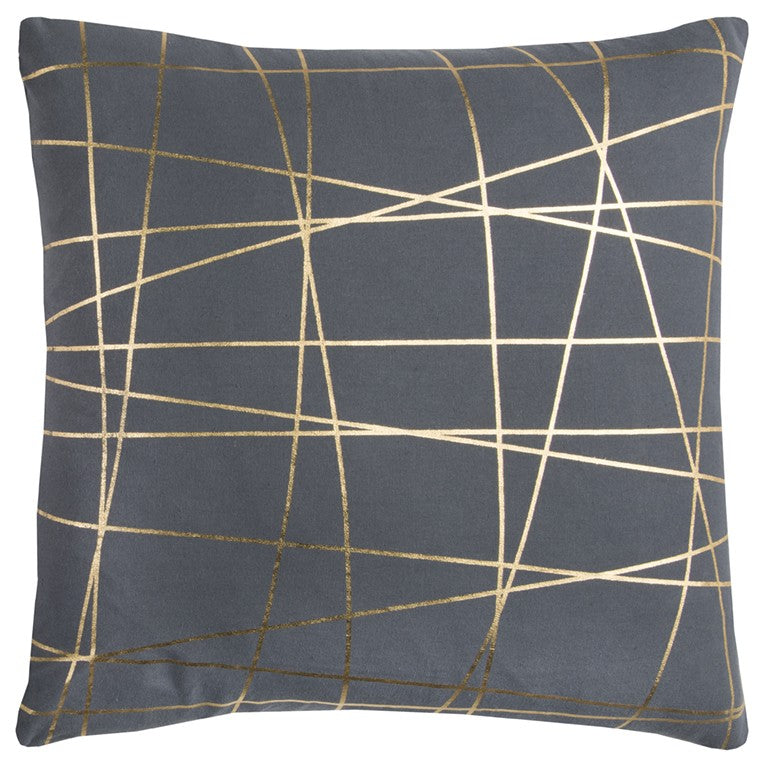 HomeRoots Gray Gold Contemporary Linework Throw Pillow