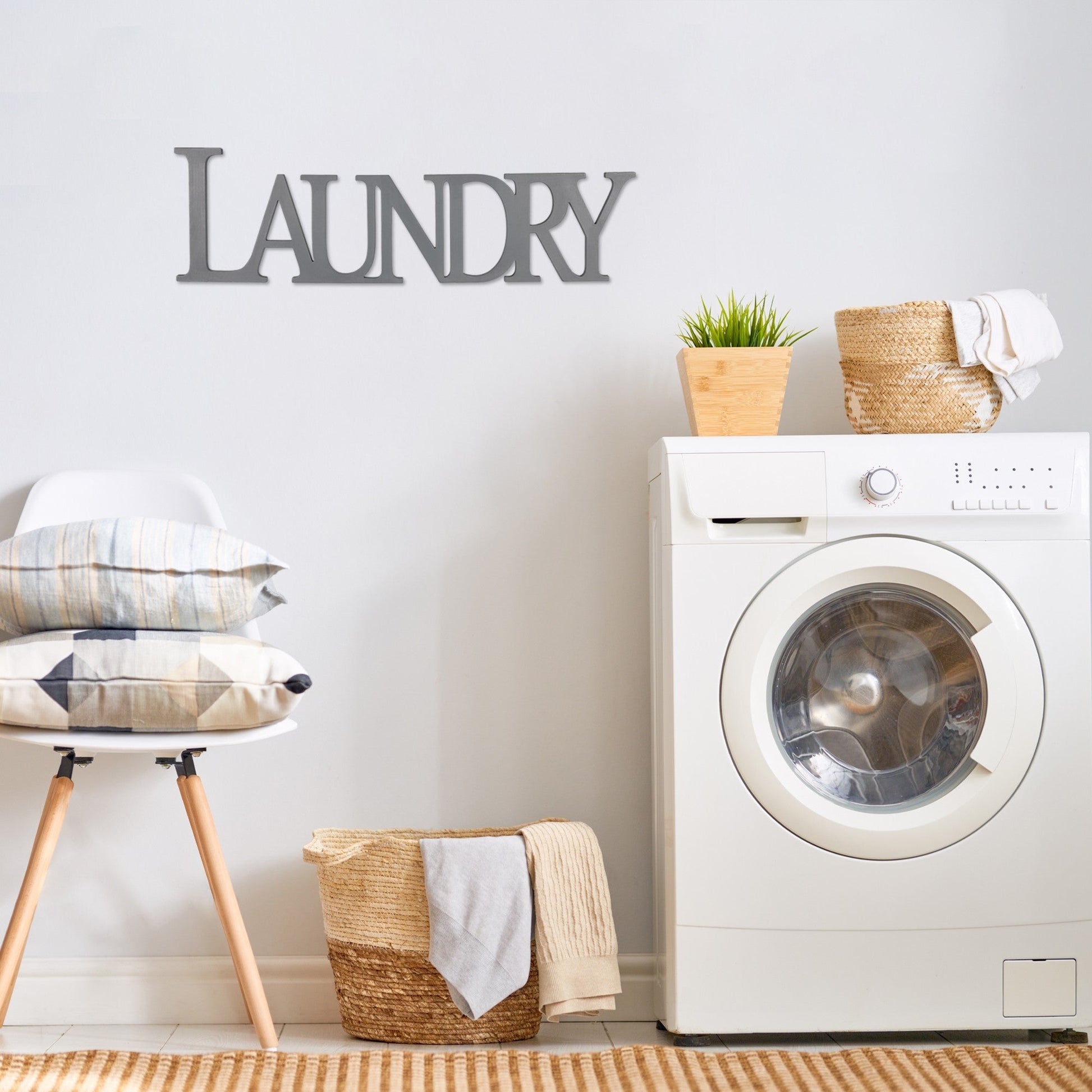 HomeRoots Gray Laundry Wooden Wall Decor