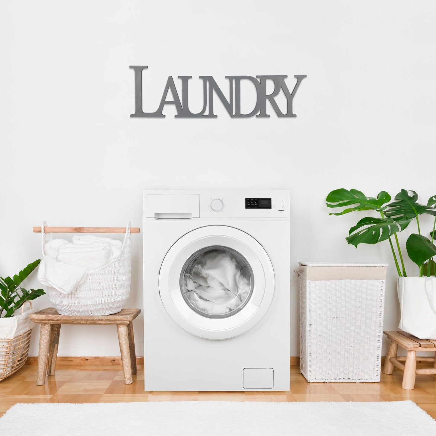 HomeRoots Gray Laundry Wooden Wall Decor