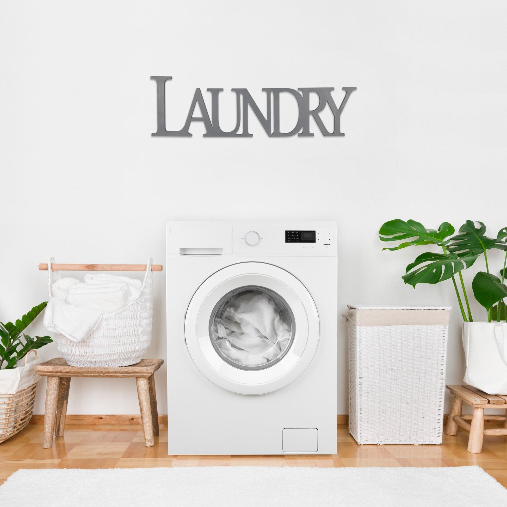 HomeRoots Gray Laundry Wooden Wall Decor