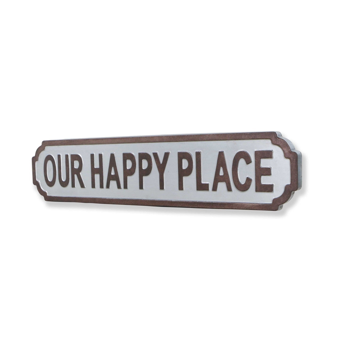 HomeRoots Gray Metal Wall Mounted Sign Our Happy Place