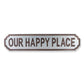HomeRoots Gray Metal Wall Mounted Sign Our Happy Place