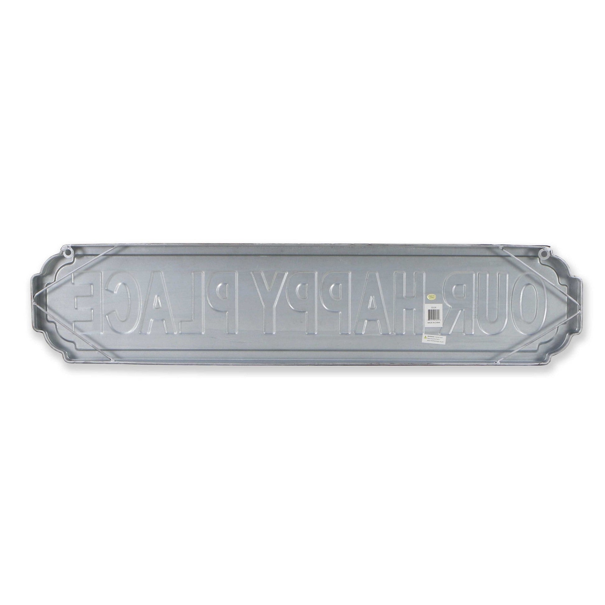 HomeRoots Gray Metal Wall Mounted Sign Our Happy Place