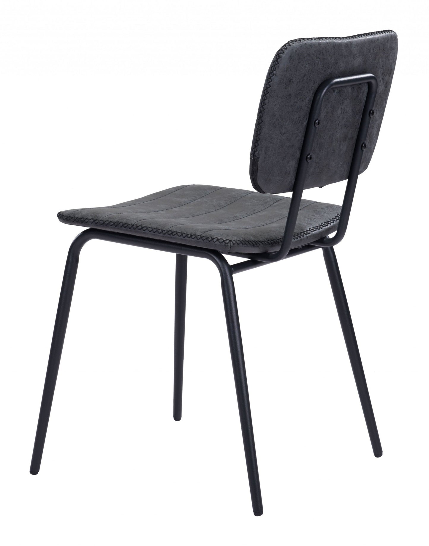 HomeRoots Gray Modern Faux Leather Channel Stitching Dining Chairs in Set of 2