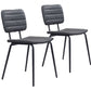 HomeRoots Gray Modern Faux Leather Channel Stitching Dining Chairs in Set of 2