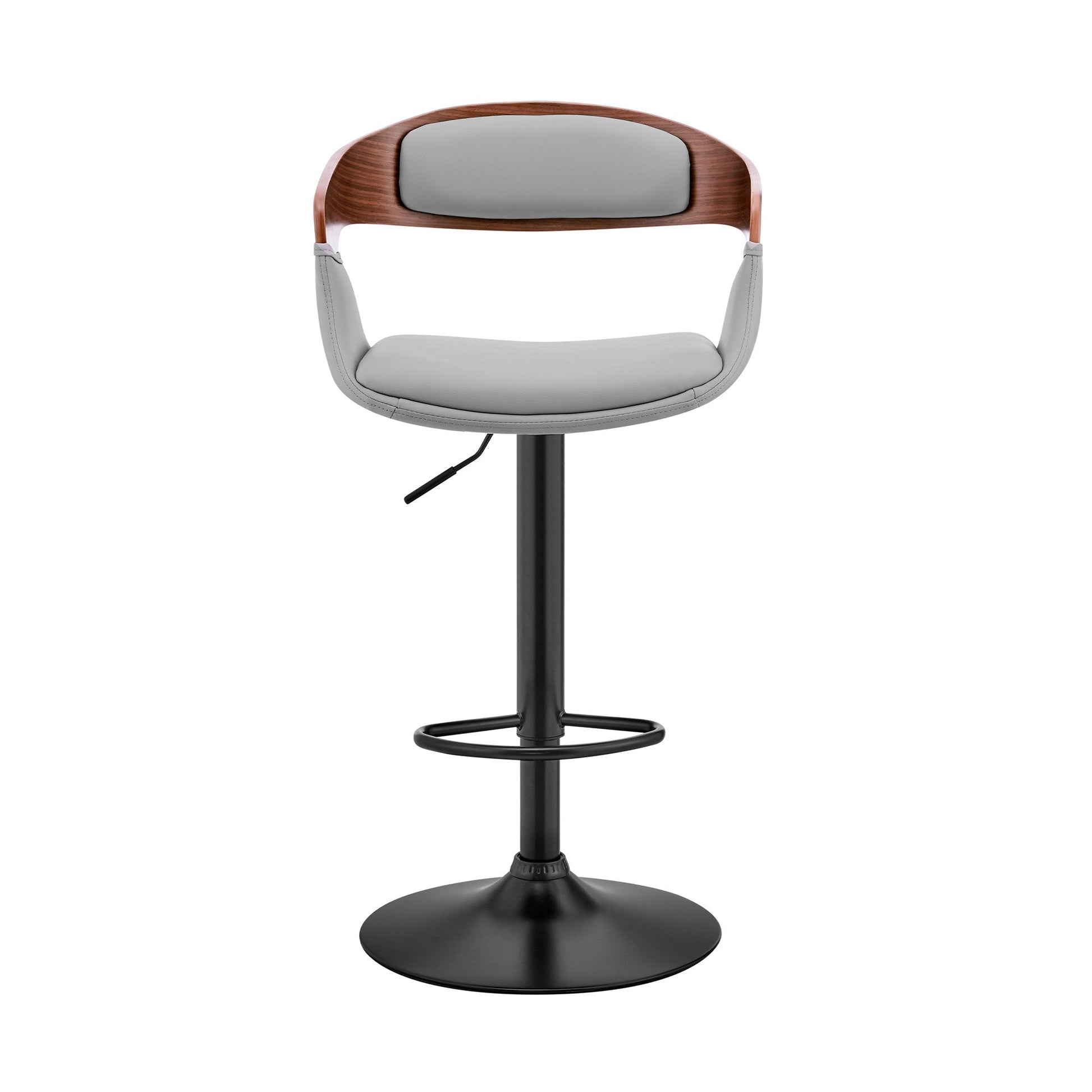 HomeRoots Gray Modern Upholstered Black Base Bar Stool