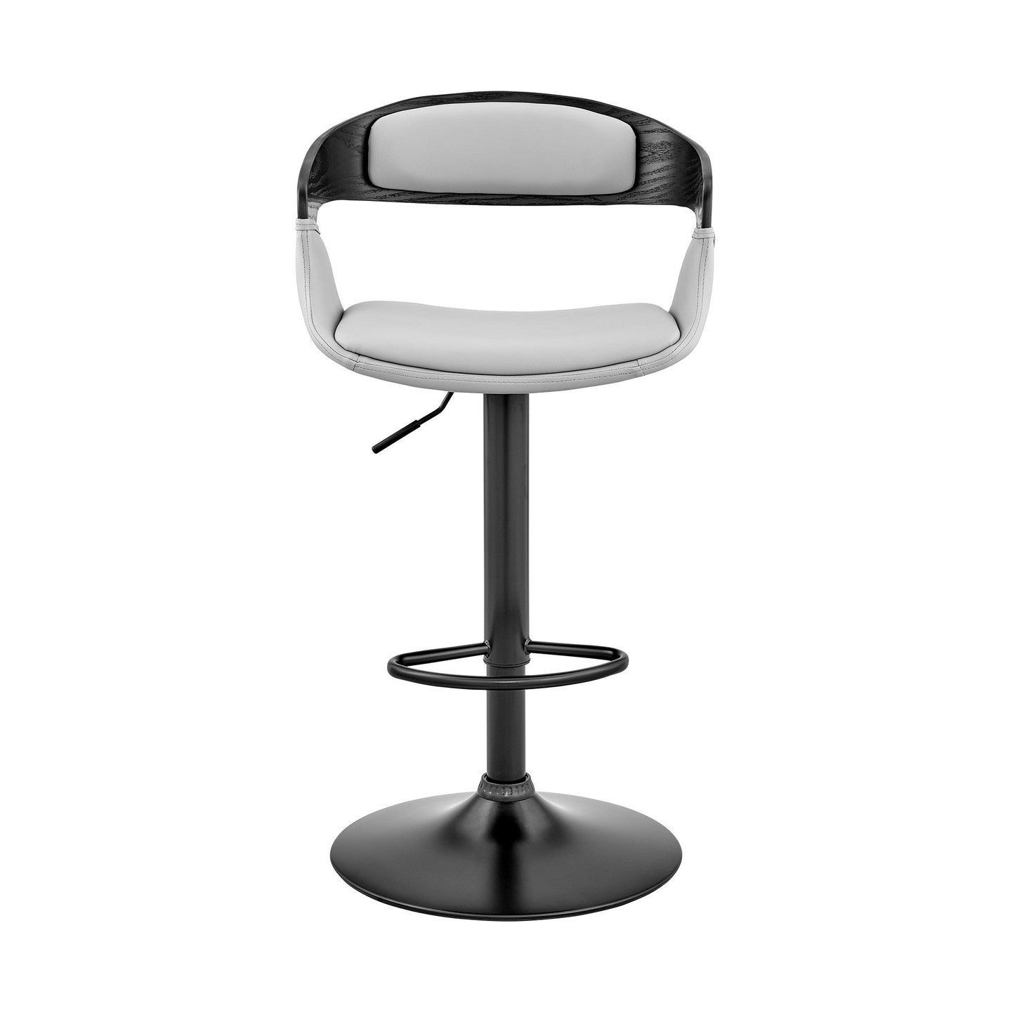 HomeRoots Gray Modern Upholstered & Black Base Bar Stool