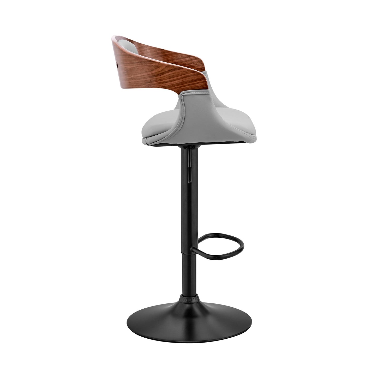 HomeRoots Gray Modern Upholstered Black Base Bar Stool