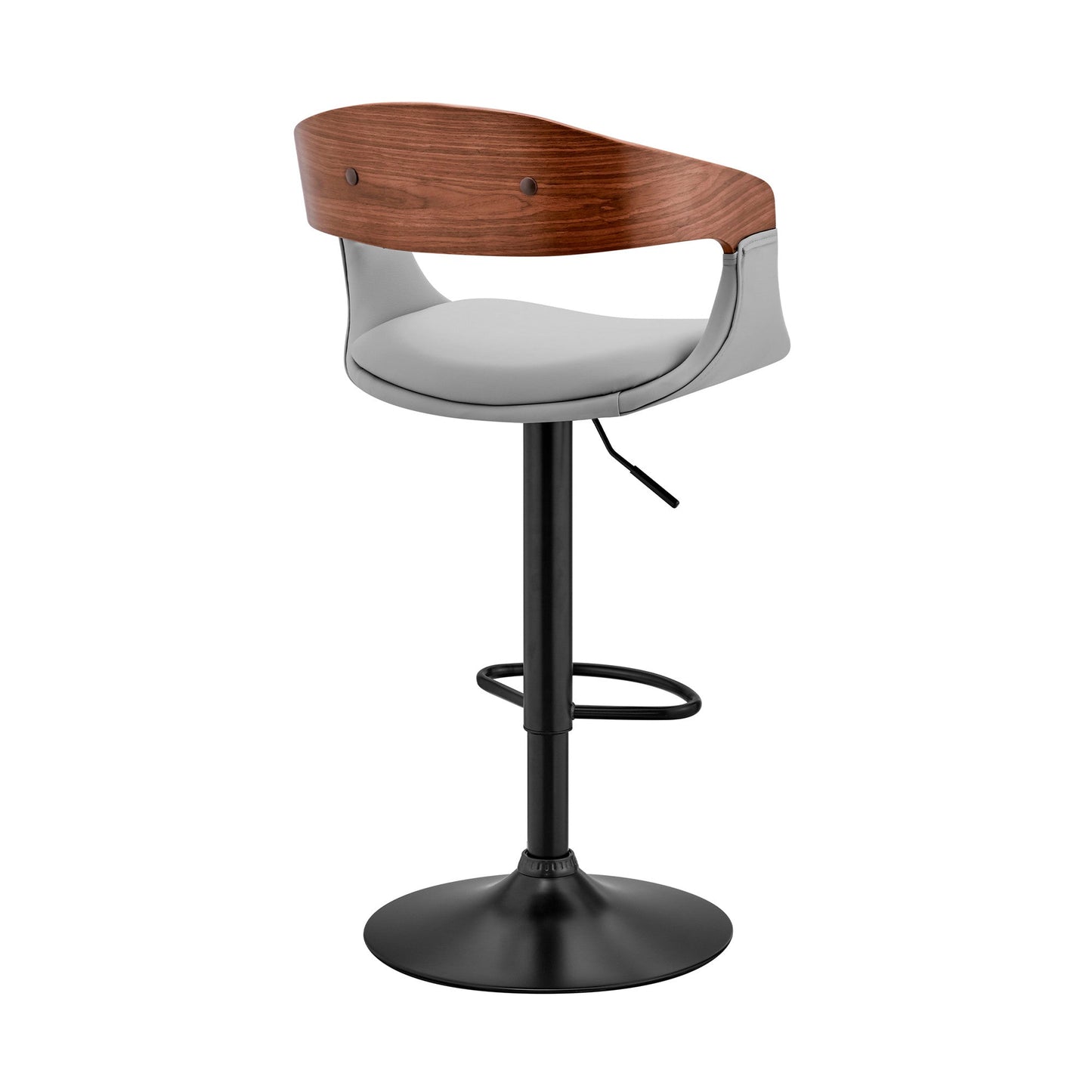 HomeRoots Gray Modern Upholstered Black Base Bar Stool