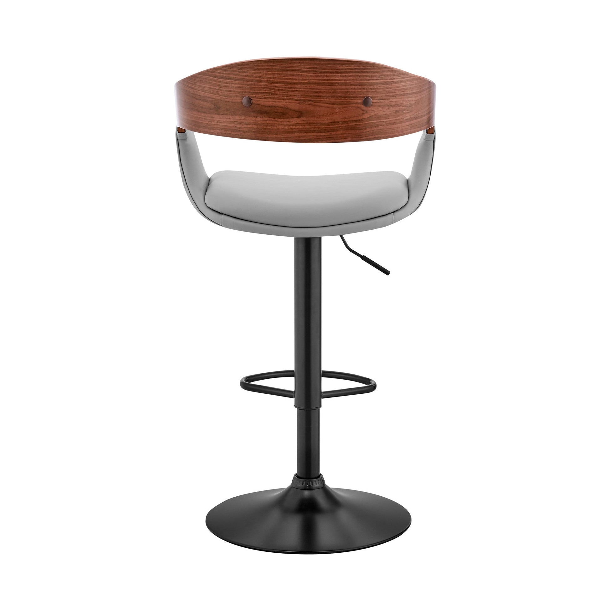 HomeRoots Gray Modern Upholstered Black Base Bar Stool