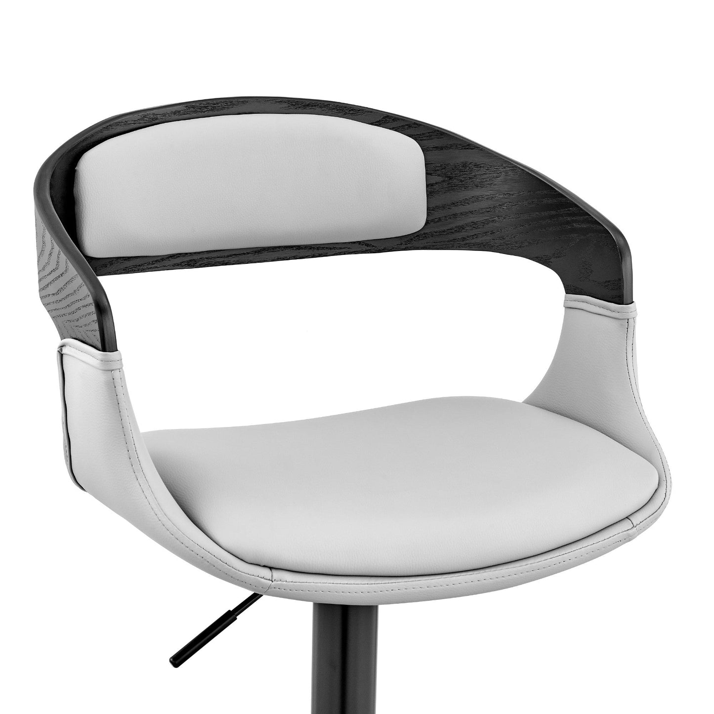 HomeRoots Gray Modern Upholstered & Black Base Bar Stool