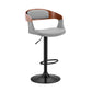 HomeRoots Gray Modern Upholstered Black Base Bar Stool