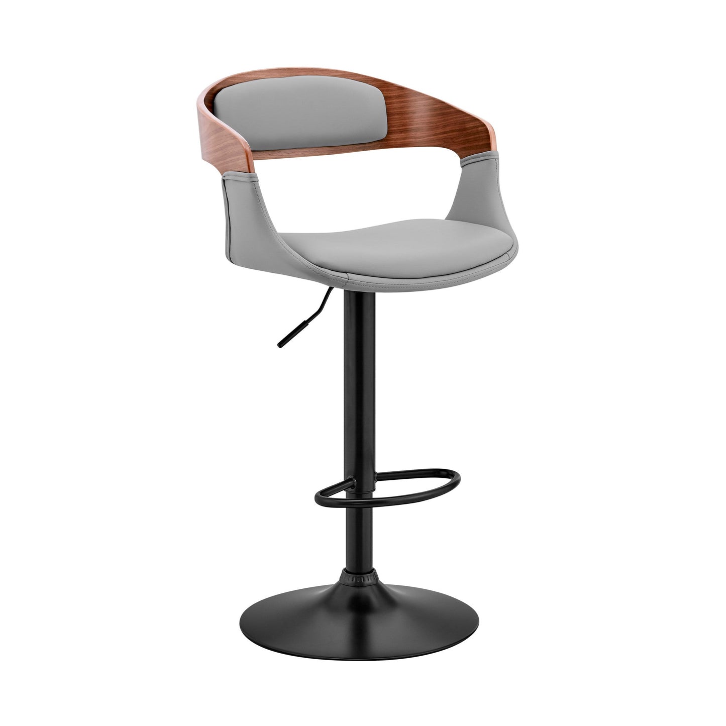 HomeRoots Gray Modern Upholstered Black Base Bar Stool