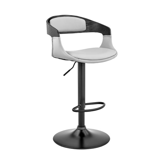HomeRoots Gray Modern Upholstered & Black Base Bar Stool