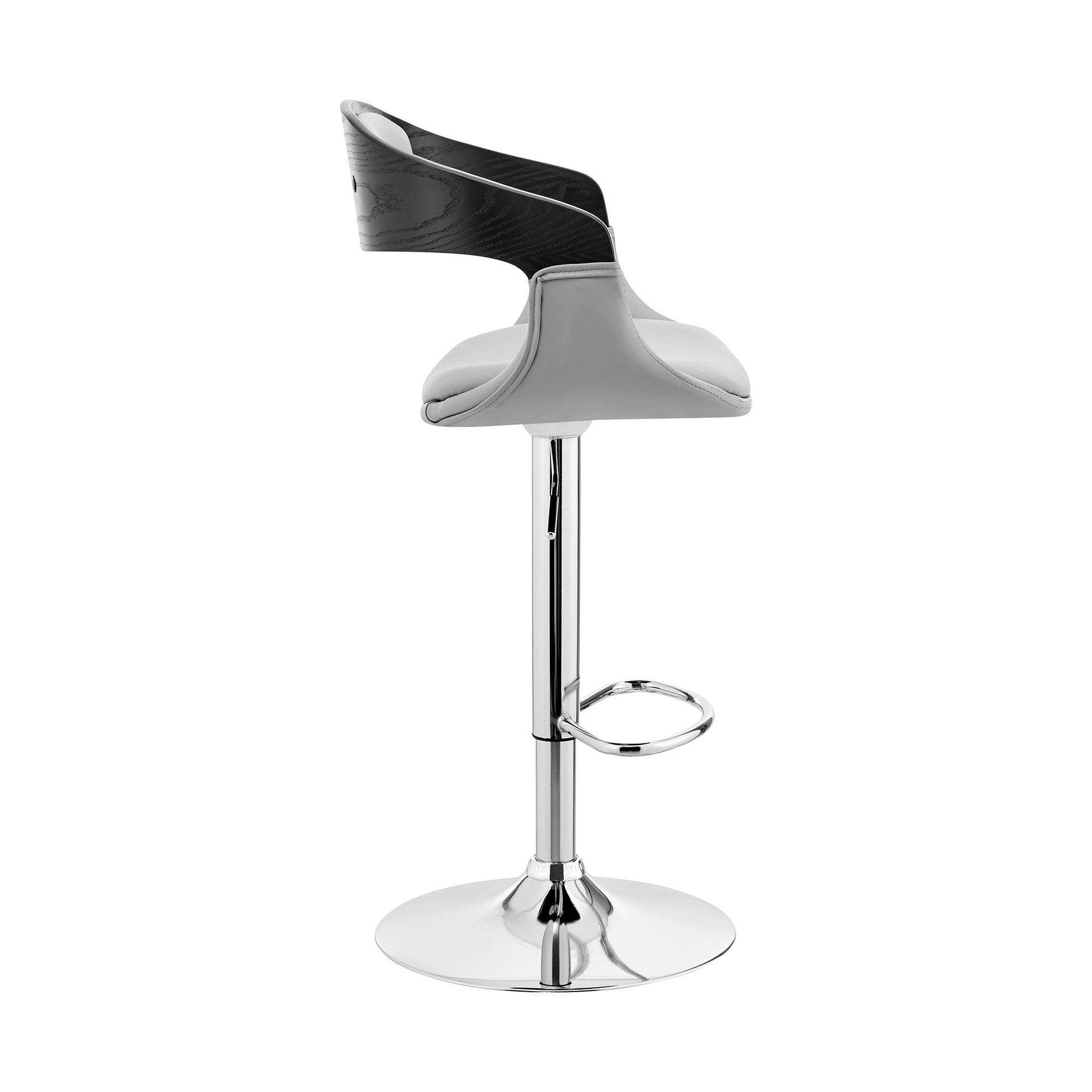 HomeRoots Gray Modern Upholstered & Chrome Base Bar Stool
