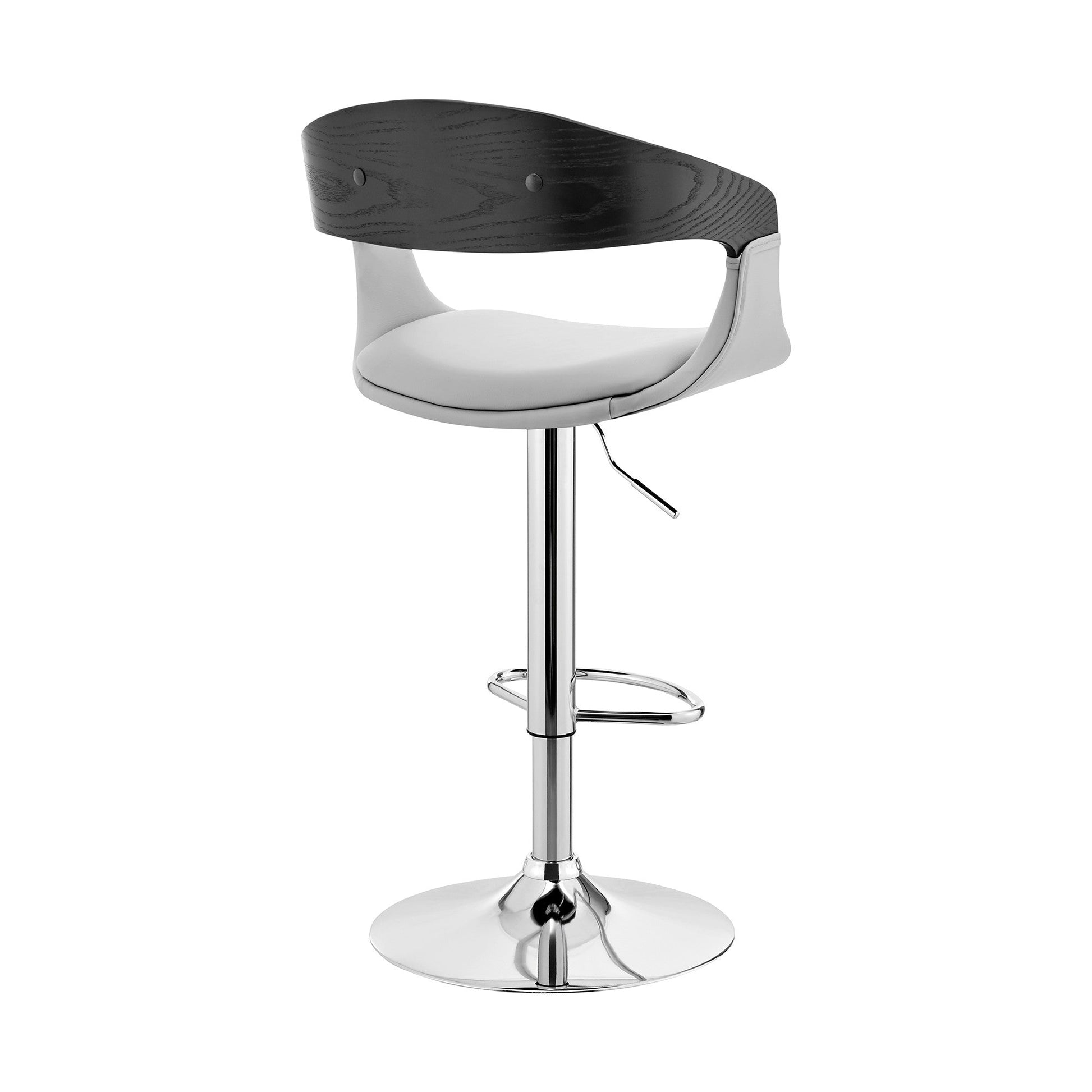HomeRoots Gray Modern Upholstered & Chrome Base Bar Stool