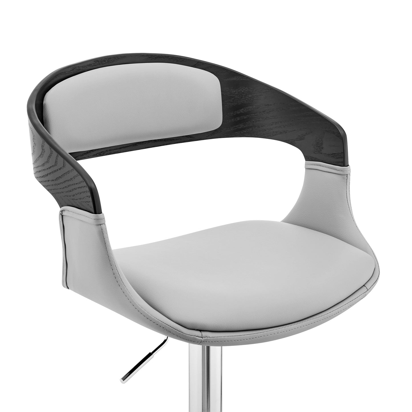 HomeRoots Gray Modern Upholstered & Chrome Base Bar Stool