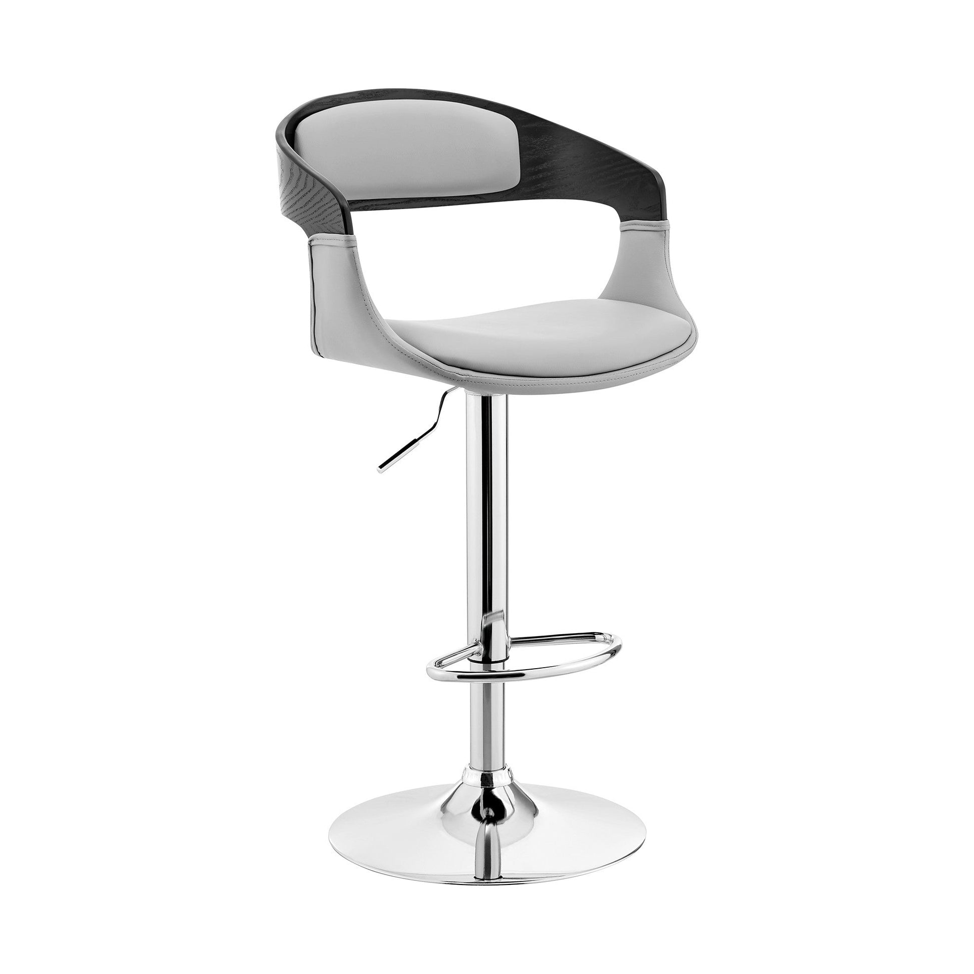 HomeRoots Gray Modern Upholstered & Chrome Base Bar Stool