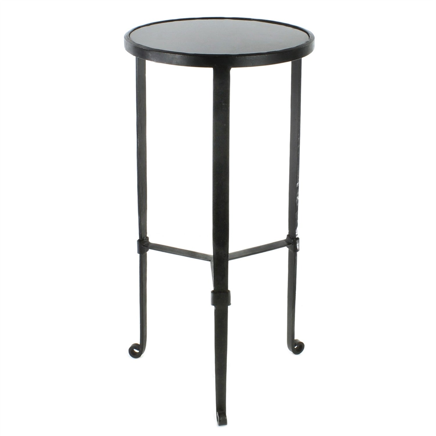 HomeRoots Gray Stone Top Side Table With Black Finish