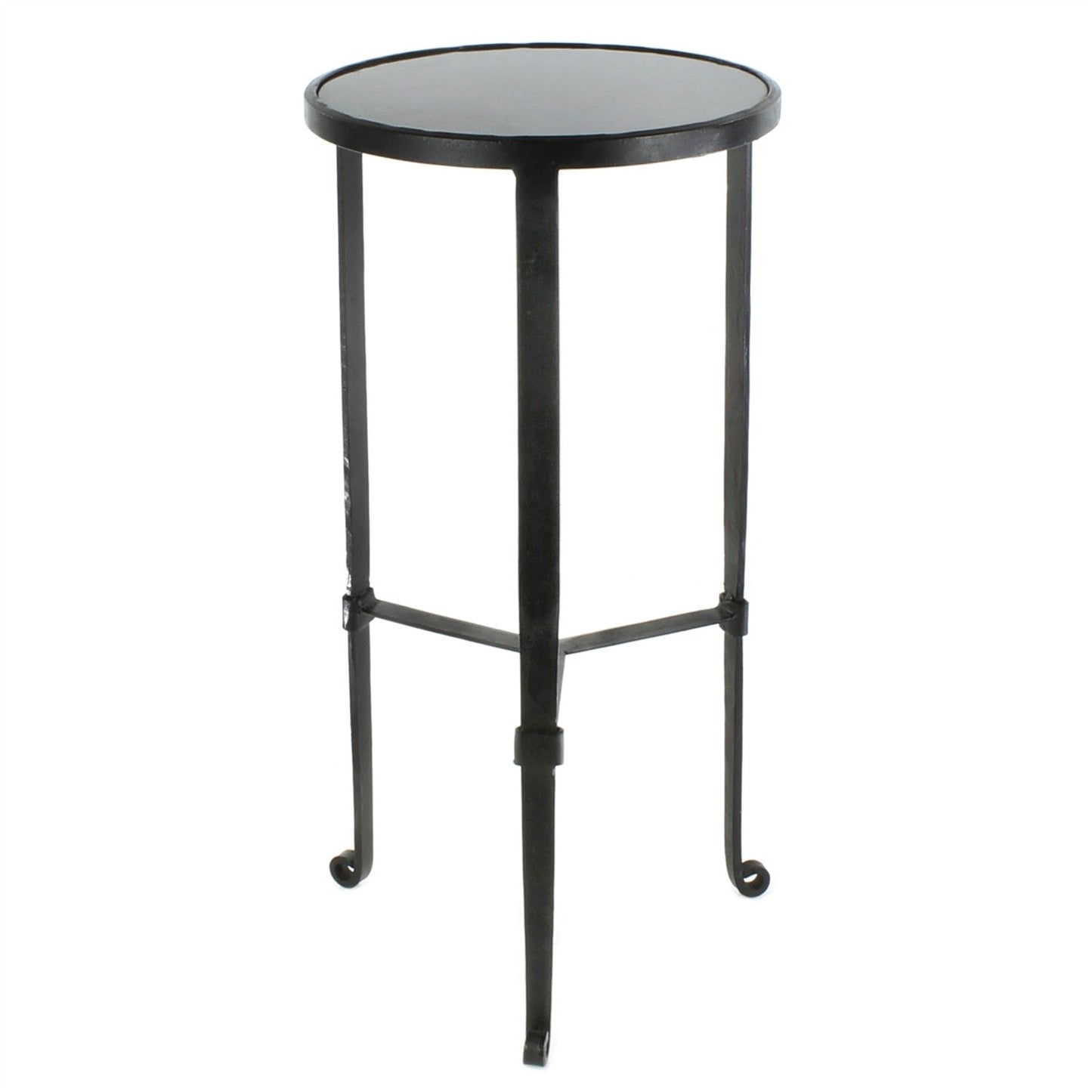 HomeRoots Gray Stone Top Side Table With Black Finish